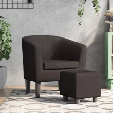 vidaXL barna műbőr kagylófotel lábtartóval