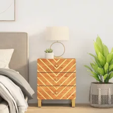   vidaXL barna és fekete tömör mangófa éjjeliszekrény 50x33x60 cm