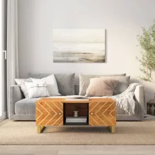   vidaXL barna és fekete tömör mangófa dohányzóasztal 100 x 54 x 40 cm