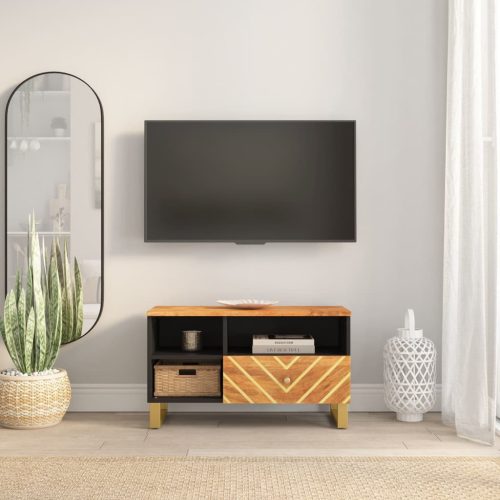 vidaXL barna és barna tömör mangófa TV-szekrény 80x33,5x46 cm