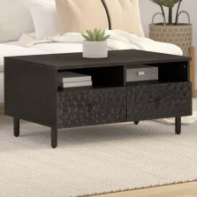   vidaXL fekete tömör mangófa dohányzóasztal 80 x 54 x 40 cm