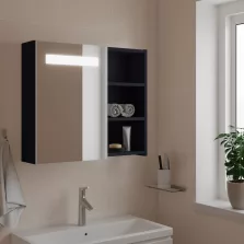   vidaXL szürke tükrös fürdőszobaszekrény LED-del 60 x 13 x 52 cm