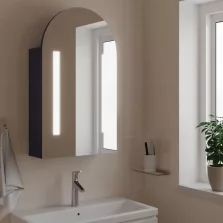   vidaXL szürke ívelt tükrös fürdőszobaszekrény LED-del 42 x 13 x 70 cm