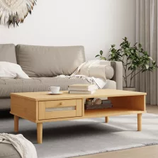   vidaXL SENJA barna rattanhatású tömör fa dohányzóasztal 100x55x33 cm
