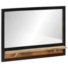   vidaXL üveg és tömör mangófa tükör polccal 80 x 8 x 55 cm
