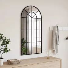 vidaXL fekete ívelt vas fali tükör 50 x 100 cm