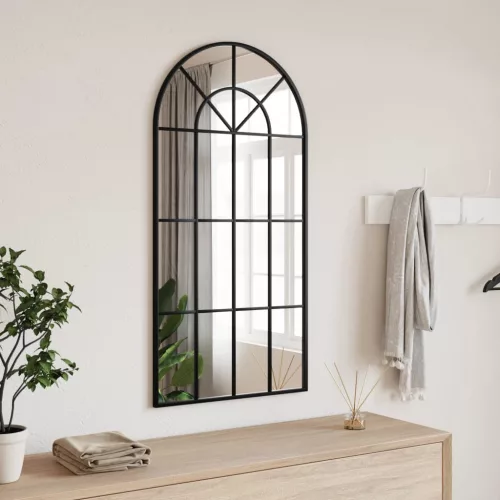 vidaXL fekete ívelt vas fali tükör 50 x 100 cm