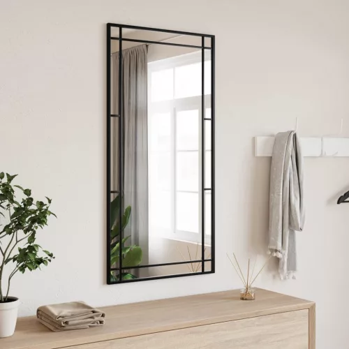 vidaXL fekete téglalap alakú vas fali tükör 50 x 100 cm