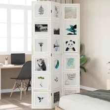 vidaXL 3 paneles fehér tömör császárfa térelválasztó