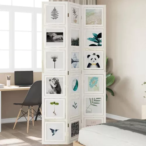 vidaXL 3 paneles fehér tömör császárfa térelválasztó