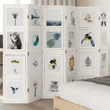 vidaXL 6 paneles fehér tömör császárfa térelválasztó