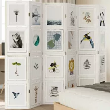 vidaXL 6 paneles fehér tömör császárfa térelválasztó