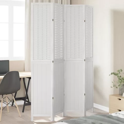 vidaXL 4 paneles fehér tömör császárfa térelválasztó