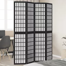 vidaXL 4 paneles fekete tömör császárfa térelválasztó