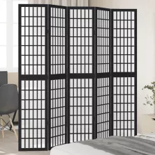 vidaXL 5 paneles fekete tömör császárfa térelválasztó