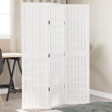 vidaXL 3 paneles fehér tömör császárfa térelválasztó