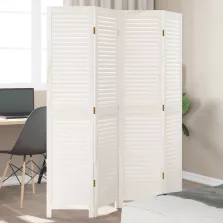 vidaXL 4 paneles fehér tömör császárfa térelválasztó