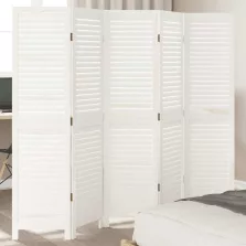 vidaXL 5 paneles fehér tömör császárfa térelválasztó