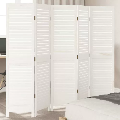 vidaXL 5 paneles fehér tömör császárfa térelválasztó