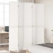 vidaXL 5 paneles fehér tömör császárfa térelválasztó