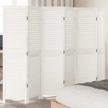 vidaXL 6 paneles fehér tömör császárfa térelválasztó