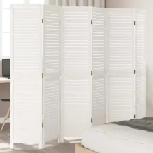 vidaXL 6 paneles fehér tömör császárfa térelválasztó