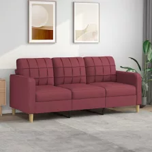 vidaXL 3 személyes bordó szövet kanapé 180 cm