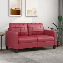 vidaXL 2 személyes bordó színű műbőr kanapé 140 cm