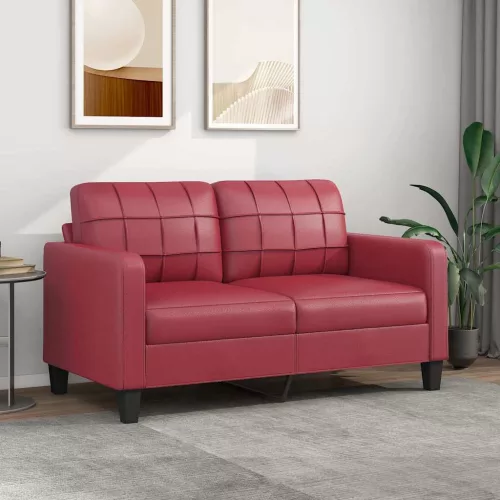 vidaXL 2 személyes bordó színű műbőr kanapé 140 cm
