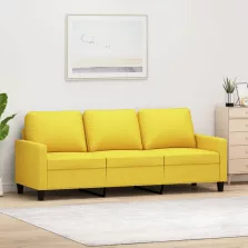 vidaXL 3 személyes világossárga szövet kanapé 180 cm