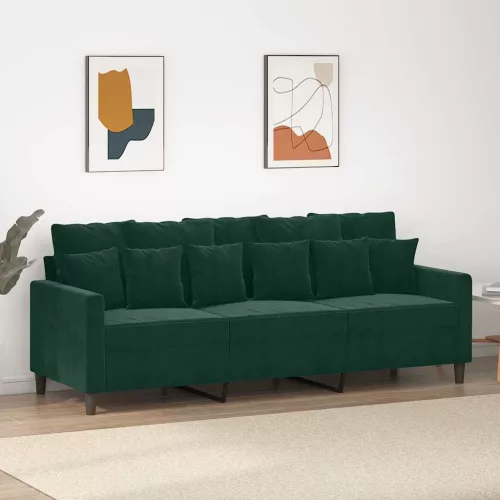 vidaXL 3 személyes sötétszöld bársony kanapé 180 cm