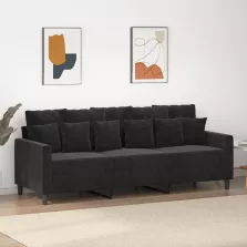 vidaXL 3 személyes fekete bársony kanapé 180 cm