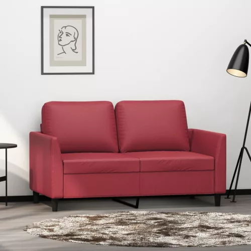 vidaXL 2 személyes bordó műbőr kanapé 120 cm