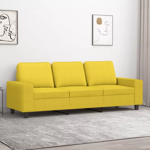 vidaXL 3 személyes világossárga szövet kanapé 180 cm