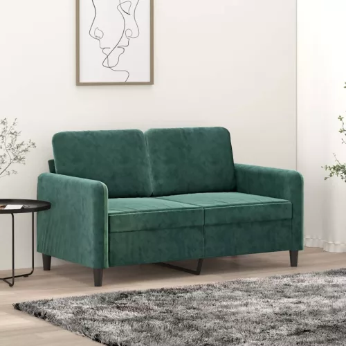 vidaXL kétszemélyes sötétzöld bársony kanapé 120 cm