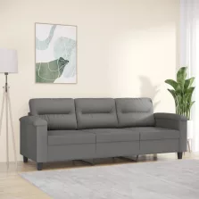   vidaXL 3 személyes sötétszürke mikroszálas szövetkanapé 180 cm