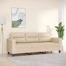   vidaXL 3 személyes krémszínű mikroszálas szövetkanapé 180 cm