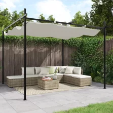   vidaXL krémszínű pergola behúzható tetővel 295 x 292 x 230 cm