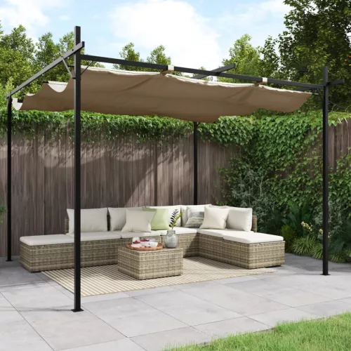 vidaXL tópszínű pergola behúzható tetővel 295 x 292 x 230 cm