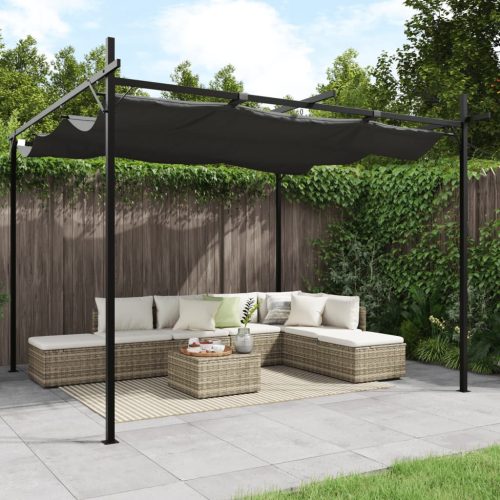 vidaXL antracitszürke pergola behúzható tetővel 295 x 292 x 230 cm