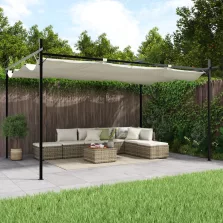   vidaXL krémszínű pergola behúzható tetővel 395 x 292 x 230 cm