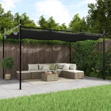   vidaXL antracitszürke pergola behúzható tetővel 395 x 292 x 230 cm