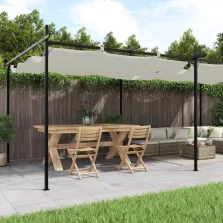   vidaXL krémszínű pergola behúzható tetővel 589 x 292 x 230 cm