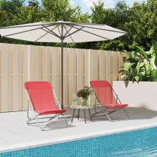   vidaXL 2 db piros textilén és porszórt acél összecsukható strandszék