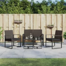   vidaXL 5 részes barna polyrattan kerti étkezőgarnitúra párnákkal