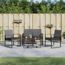   vidaXL 5 részes sötétszürke polyrattan kerti étkezőgarnitúra párnákkal