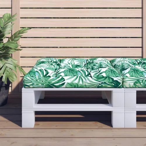 vidaXL levélmintás raklapkanapé-párna 70 x 70 x 12 cm