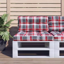 vidaXL piros kockás szövet raklappárna 80 x 40 x 12 cm