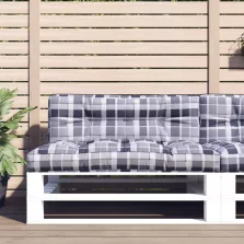 vidaXL szürke kockás szövet raklappárna 120 x 40 x 12 cm