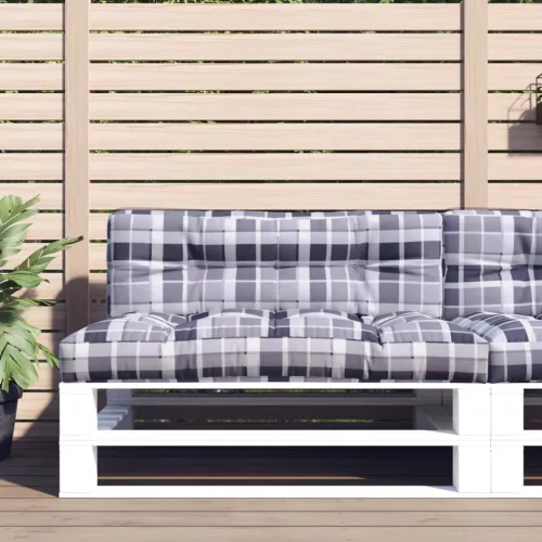 vidaXL szürke kockás szövet raklappárna 120 x 40 x 12 cm